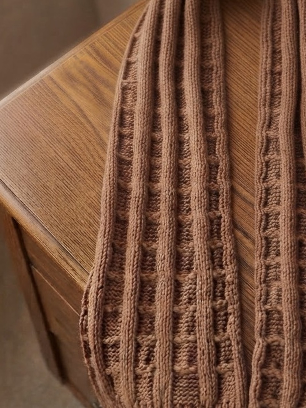 Classic Fall Cable Knit Scarf - Brown
